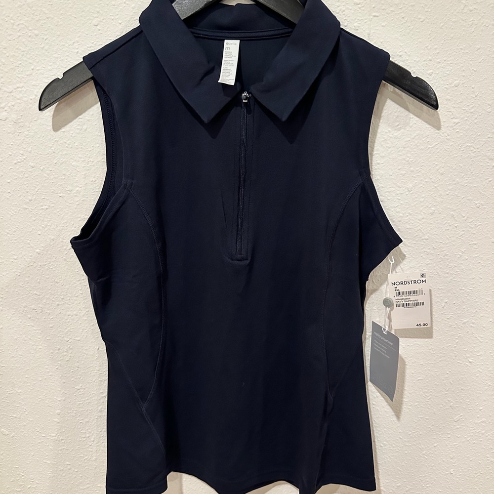 Women’s Zella Replay Half Zip poly spandex Polo Tank size medium